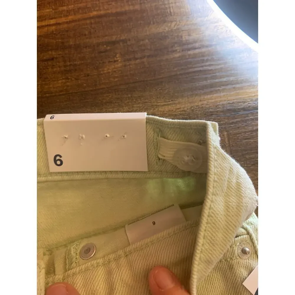 OLD NAVY Girl’s Light Green High Rise Adj Waist Cut Off Jean Shorts / Size: 6